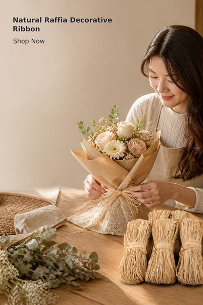 5-Piece Natural Raffia Ribbon Set