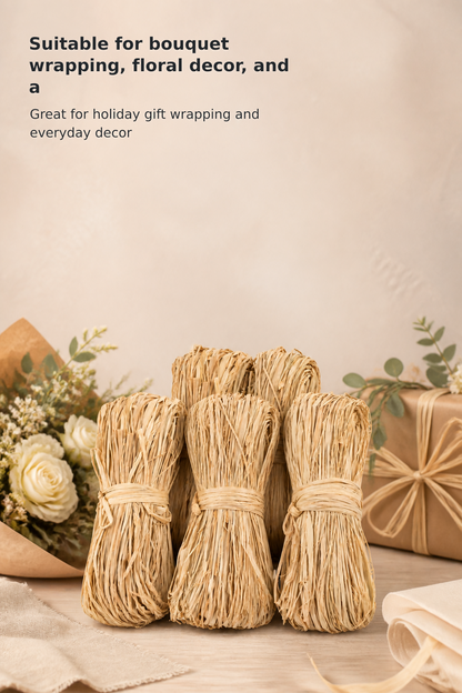 5-Piece Natural Raffia Ribbon Set