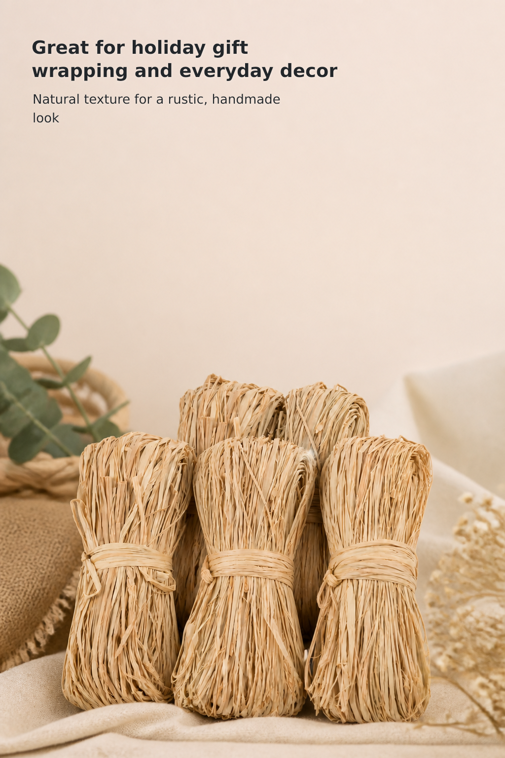 5-Piece Natural Raffia Ribbon Set